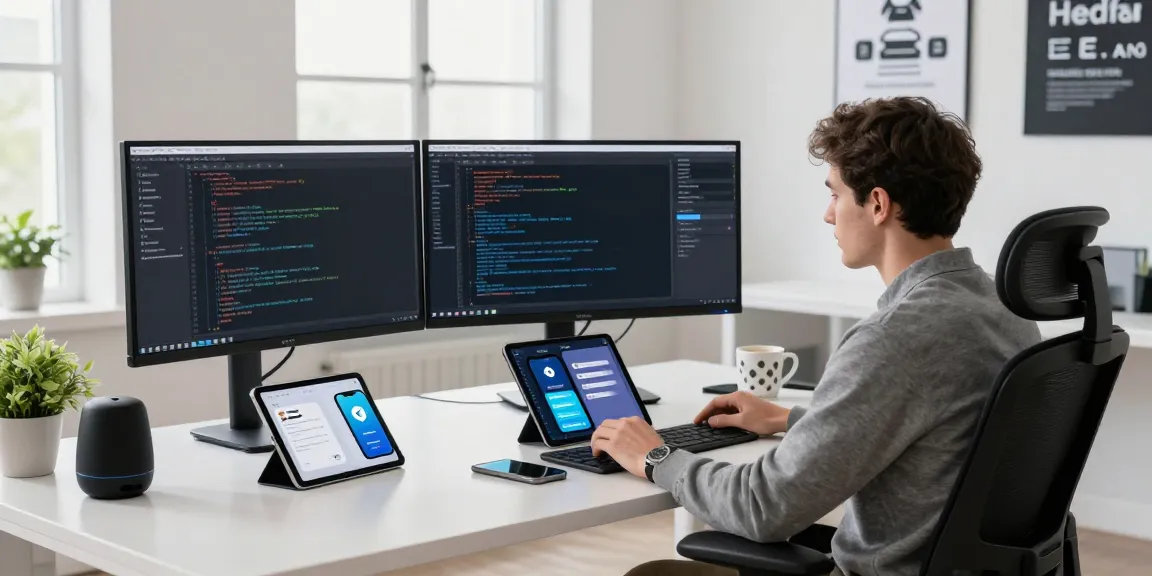Engaging workspace showcasing Telegram download process with developer coding securely.